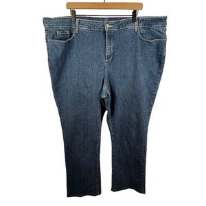 NYDJ Plus Size Jeans Blue SZ 24W Cotton Blend Stretch Embellished Straight Leg